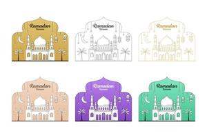 Ramadan kareem vector design illustration monoline or line art style