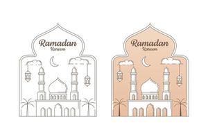 ramadan kareem vector diseño ilustración monoline o estilo de arte de línea