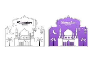 Ramadan kareem vector design illustration monoline or line art style