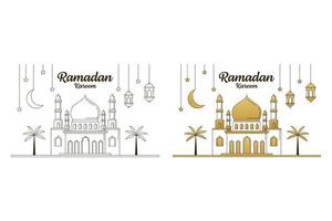 ramadan kareem vector diseño ilustración monoline o estilo de arte de línea