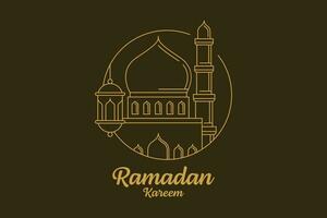 Ramadan kareem vector design illustration monoline or line art style