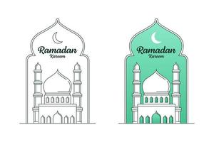 Ramadan kareem vector design illustration monoline or line art style