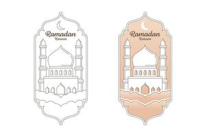 Ramadan kareem vector design illustration monoline or line art style