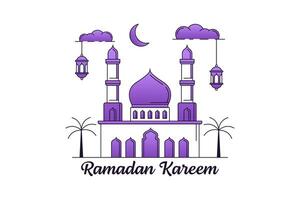 ramadan kareem vector diseño ilustración monoline o estilo de arte de línea