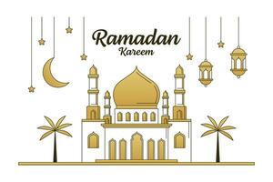 ramadan kareem vector diseño ilustración monoline o estilo de arte de línea