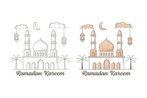 ramadan kareem vector diseño ilustración monoline o estilo de arte de línea