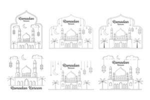 Ramadan kareem vector design illustration monoline or line art style