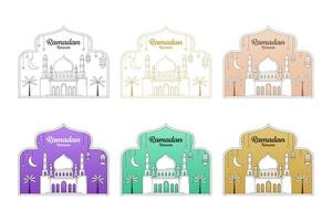 Ramadan kareem vector design illustration monoline or line art style