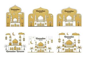 Ramadan kareem vector design illustration monoline or line art style