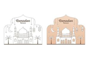 Ramadan kareem vector design illustration monoline or line art style