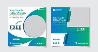 Medical Healthcare Social Media Post Template bundle vector