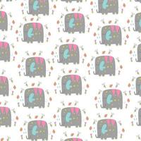 Funny elephants pattern. Vector texture in childish style great for fabric and textile, wallpapers, web page backgrounds, cards and banners design