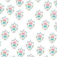 cute bunny with carrots and flowers pattern. vector