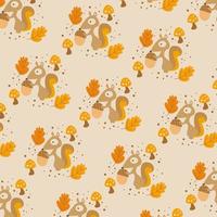 squirrel pattern with acorn nuts vector. Template for ecological fabric design, cover, background, package vector