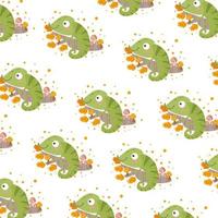 cute repeating simple flat pattern with chameleons in scandinavian style on a white background. Cute baby animals. Pattern for kids with chameleon. vector