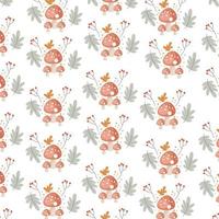 Fly agaric mushrooms and boletus. Background vector pattern