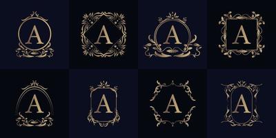 Luxury ornament frame initial A logo set collection. vector