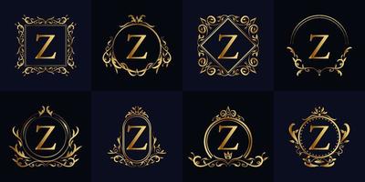 Luxury ornament frame initial Z logo set collection. vector