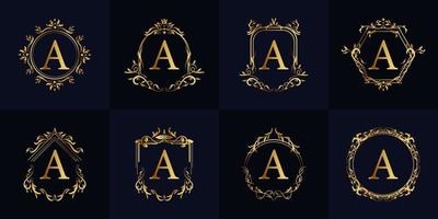 Luxury ornament frame initial A logo set collection. vector