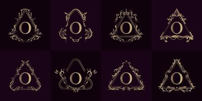 Collection of Logo initial O with luxury ornament or flower frame vector