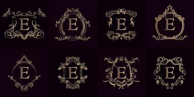 Collection of Logo initial E with luxury ornament or flower frame vector