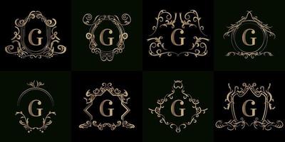 Collection of Logo initial G with luxury ornament or flower frame vector