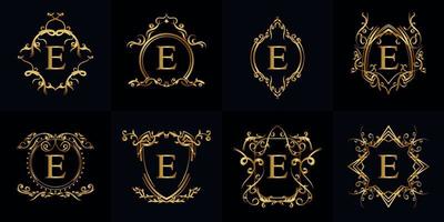 Collection of Logo initial E with luxury ornament or flower frame vector