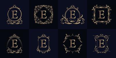 Luxury ornament frame initial E logo set collection. vector