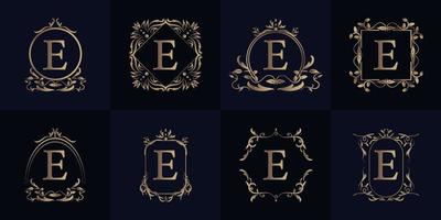 Luxury ornament frame initial E logo set collection. vector