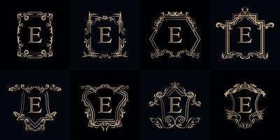 Collection of Logo initial E with luxury ornament or flower frame vector