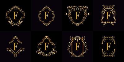 Collection of Logo initial F with luxury ornament or flower frame vector