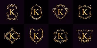 Collection of Logo initial K with luxury ornament or flower frame vector