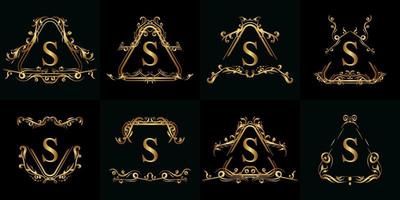 Collection of Logo initial S with luxury ornament or flower frame vector