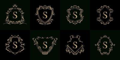 Collection of Logo initial S with luxury ornament or flower frame vector