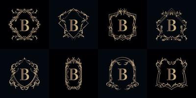 Collection of Logo initial B with luxury ornament or flower frame vector