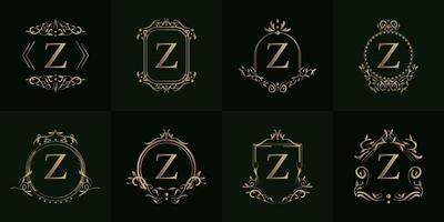 colección de logo inicial z con adorno de lujo o marco de flores vector