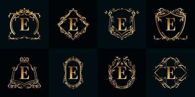 Collection of Logo initial E with luxury ornament or flower frame vector