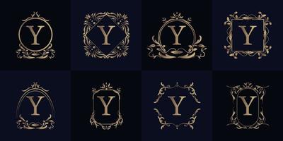 Luxury ornament frame initial Y logo set collection. vector