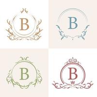 Collection initial B logo with luxury ornament frame. vector