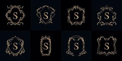 Collection of Logo initial S with luxury ornament or flower frame vector