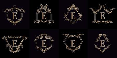 Collection of Logo initial E with luxury ornament or flower frame vector