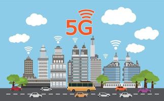 Red 5g, conexión wifi inalámbrica a Internet, ciudad inteligente, ilustración vectorial vector