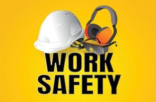 work safety, safety equipment, construction concept, vector design