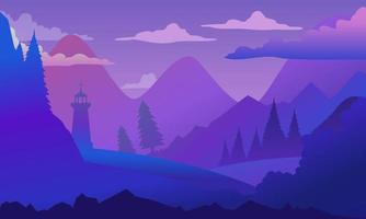 paisaje morado con un degradado vectorial a azul. vector