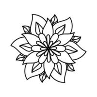 Simple Mandala Shape for Coloring Book Page. Outline doodle flower isolated on white background. vector
