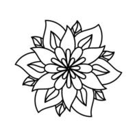 forma de mandala simple para colorear la página del libro. contorno garabato flor aislado sobre fondo blanco. vector