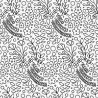 Black and White Floral Vector Seamless Pattern