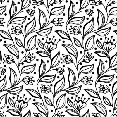 Floral Pattern Black And White Vector Art, Icons, and Graphics for Free  Download