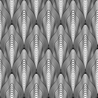 Black and White Abstract Line Art Vector Seamless Pattern