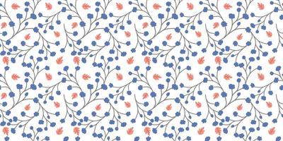 A collection of seamless floral patterns, white background doodle style vector